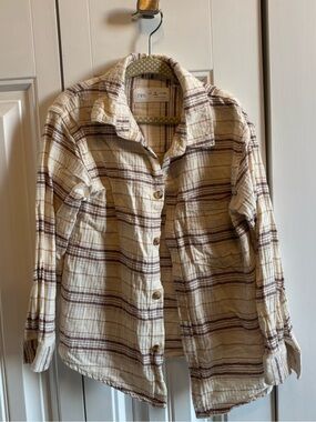 Zara Cream & Brown Striped Button-Up Shirt